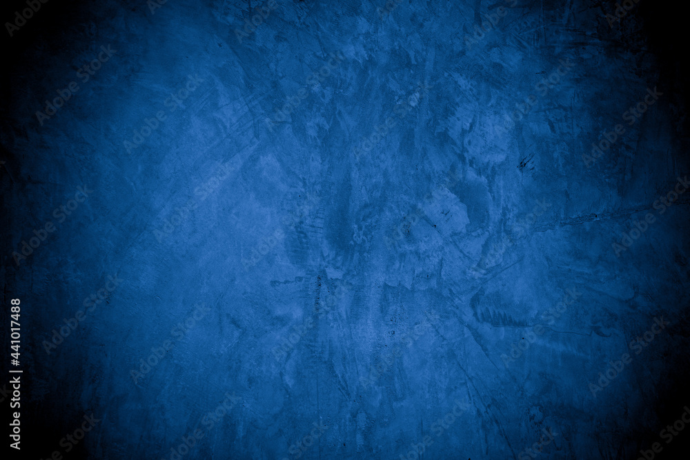 Fototapeta premium Old wall pattern texture cement blue dark abstract blue color design are light with black gradient background.