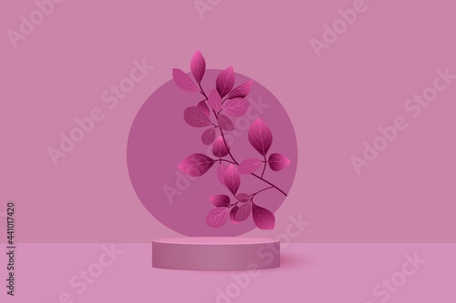 Cosmetic product display platform, showcase, showcase or birthday.Abstract realistic cylindrical podium.