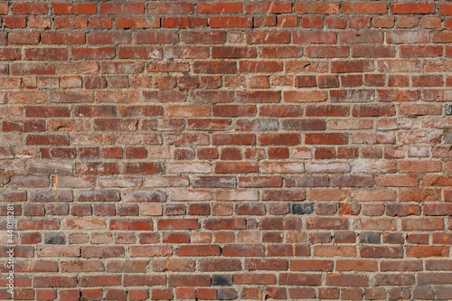 Red brick wall, old brick, grunge texture background.