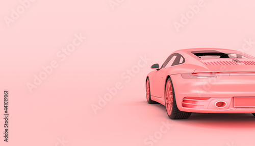 pink supercar on a pink background.