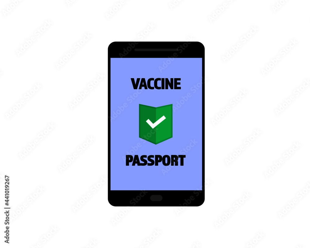 Vaccine passport app vector flat design - vaccination travel application sign of immunity from Covid-19 for safe travel after global pandemic of Coronavirus. Vaccine passport app vector flat design - vaccination travel application sign of immunity from Covid-19 for safe travel after global pandemic of Coronavirus.