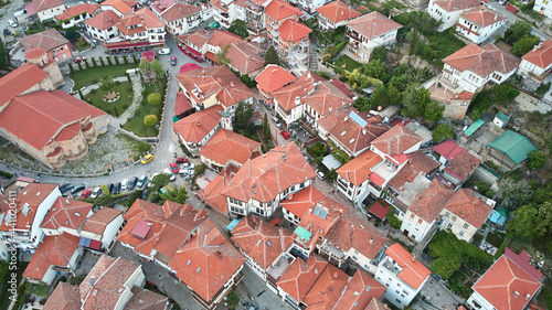 Aerial view of Ohrid city. Lake Ohrid. North Macedonia