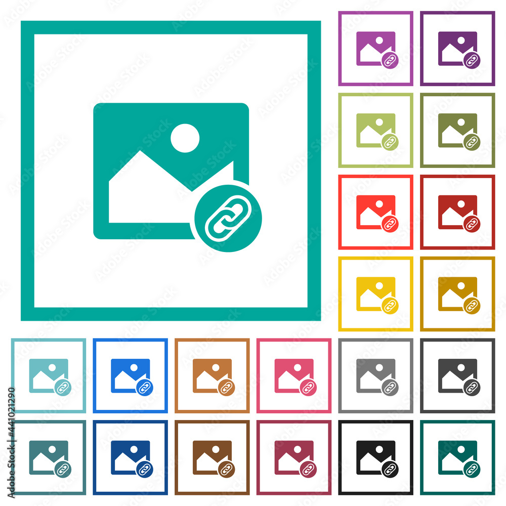 Link image flat color icons with quadrant frames Link image flat color icons with quadrant frames