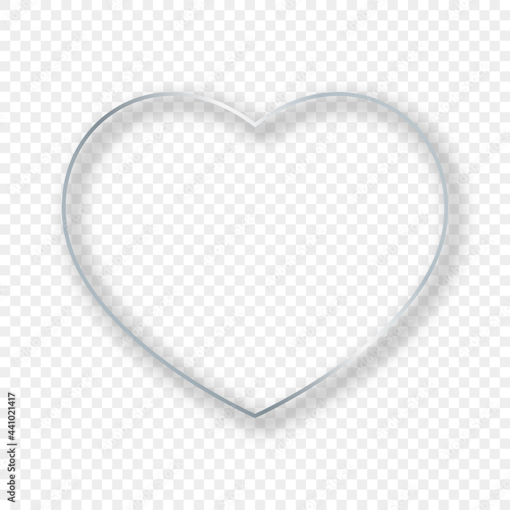 Silver glowing heart shape frame with shadow Silver glowing heart shape frame with shadow