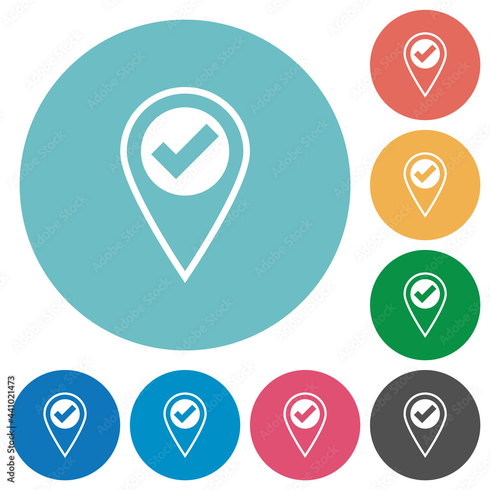 GPS location OK flat round icons GPS location OK flat round icons