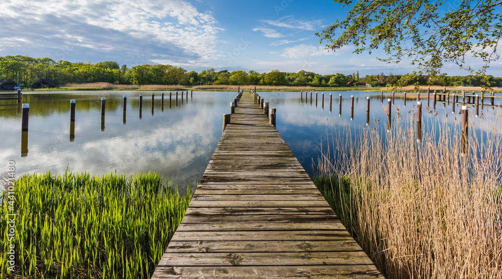 Naklejka premium Jetty in the port of Prerow, Mecklenburg-Western Pomerania (Mecklenburg-Vorpommern), Germany 