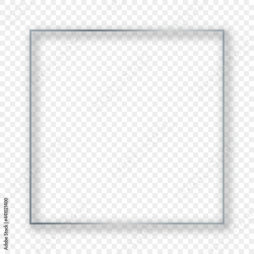 Silver glowing square frame with shadow