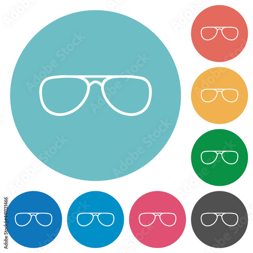 Glasses flat round icons