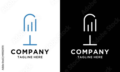 Minimalist microphone and financial charts  finance business podcast logo icon vector 