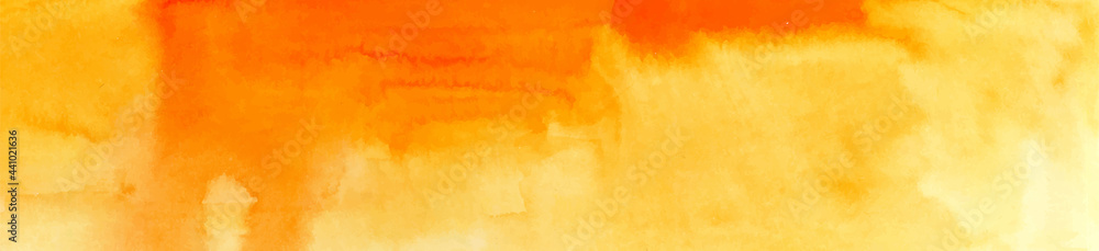 horizontal watercolor background with soft transitions. Autumn orange warm watercolor background