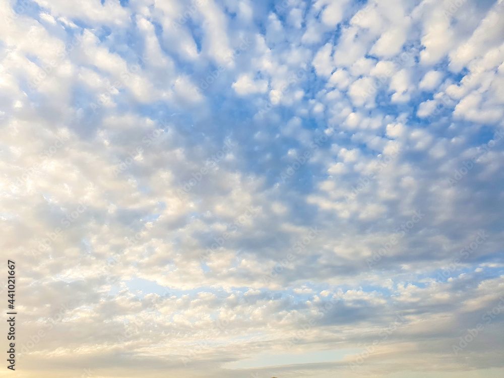 Obraz premium Blue sky with nice small clouds. Architectural or vector background.