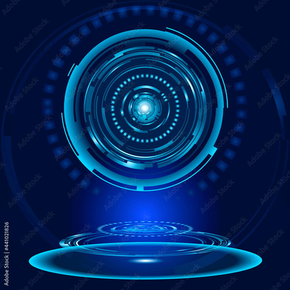 Blue abstract futuristic HUD object. Sci Fi user interface digital eye ...