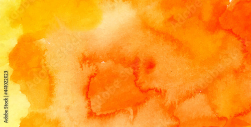 horizontal watercolor background with soft transitions. Autumn orange warm watercolor background