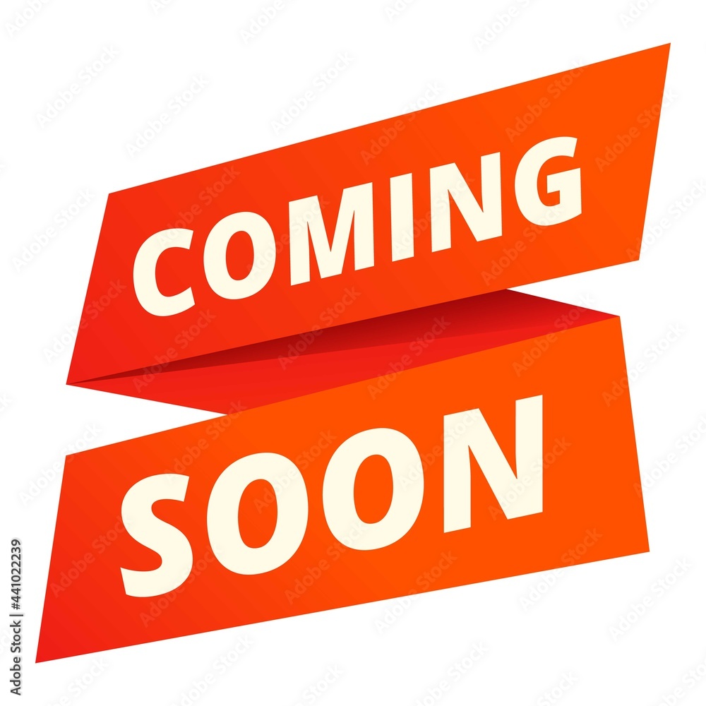Coming soon slogan icon. Cartoon of Coming soon slogan vector icon for web design isolated on white background Coming soon slogan icon. Cartoon of Coming soon slogan vector icon for web design isolated on white background