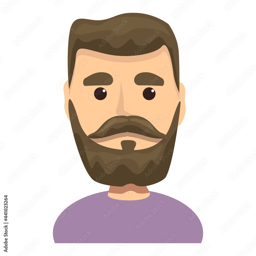 Man with beard and mustache icon. Cartoon of Man with beard and mustache vector icon for web design isolated on white background Man with beard and mustache icon. Cartoon of Man with beard and mustache vector icon for web design isolated on white background