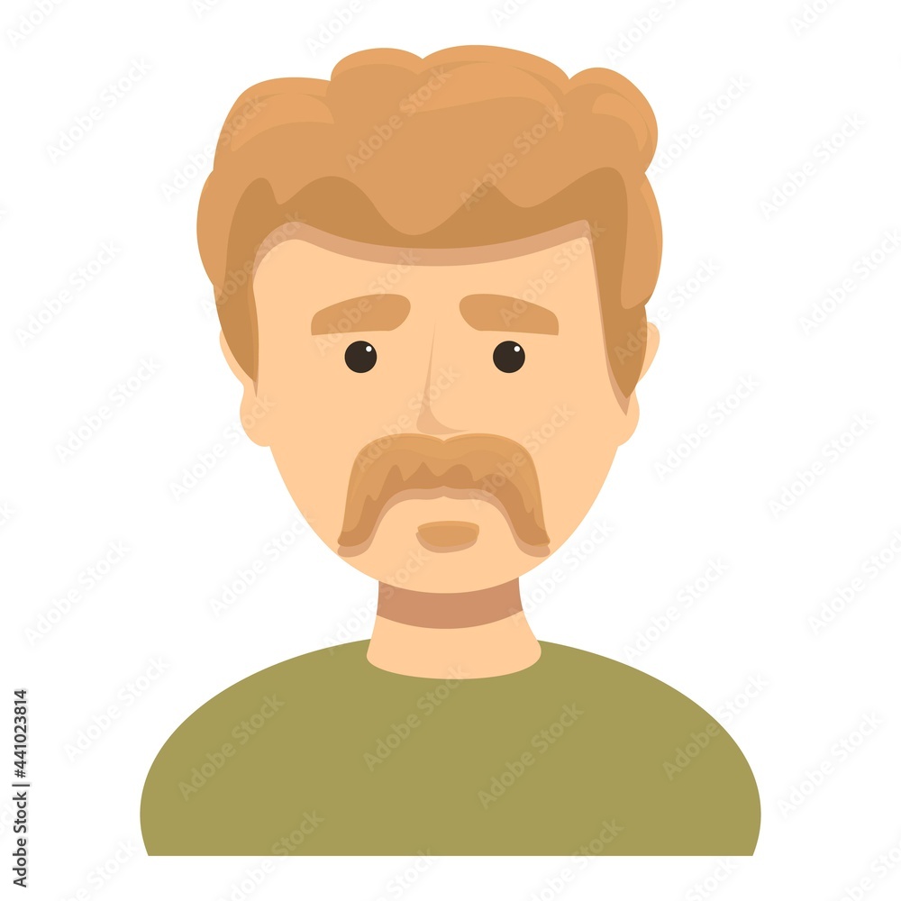 Man with short mustache icon. Cartoon of Man with short mustache vector icon for web design isolated on white background