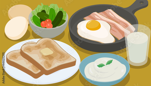 洋食の朝ごはんのベクターイラスト素材