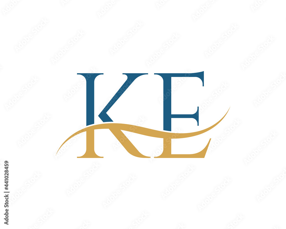 Initial letter KE, KE letter logo design