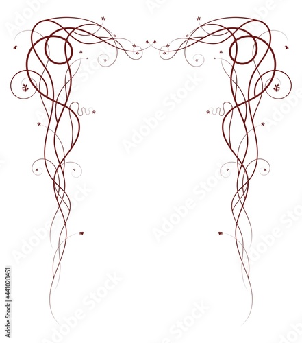 red ornament vine pulling down frame. sketch new