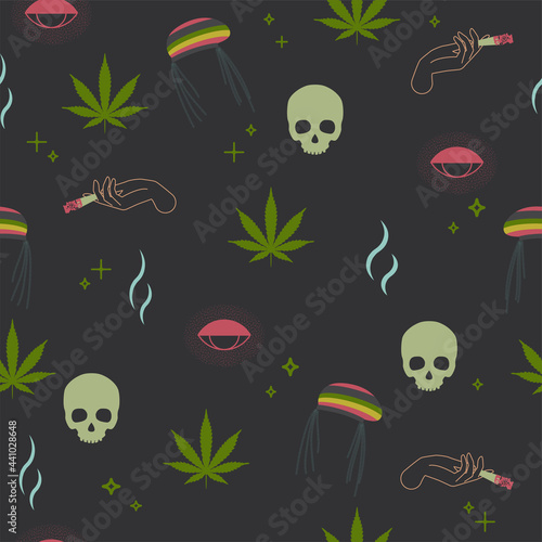 Skeleton pattern, cannabis, hashish cigarette