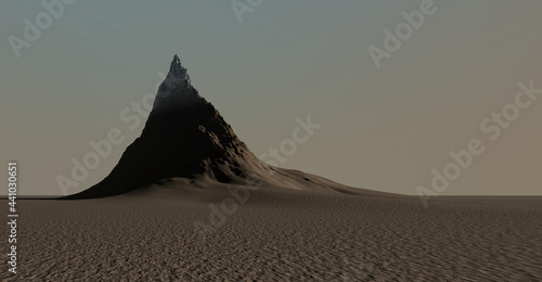 Panorama view of mountain terrain , 3d render