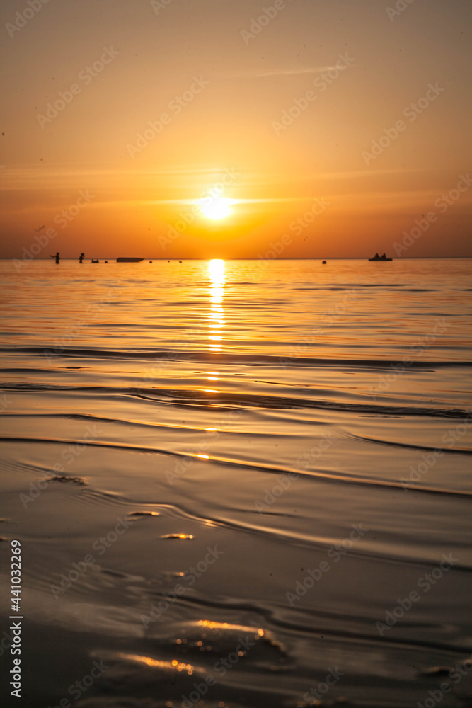 Summer sunset at sea. A resort place to relax at sunset. text place. Summer sunset at sea. A resort place to relax at sunset. text place.