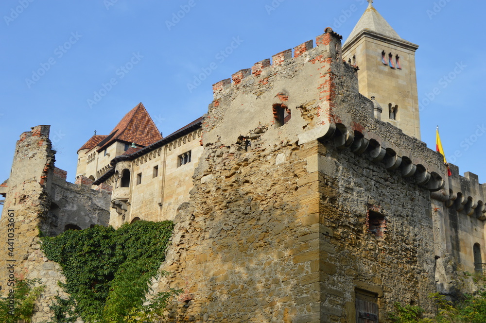 Maria Enzensdorf, Austria. View of medieval Leichtenstein Burg castle.