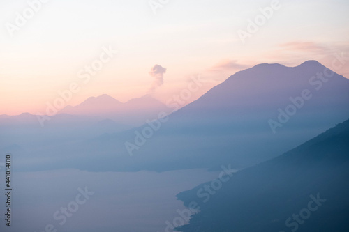 3 volcan in sunrise