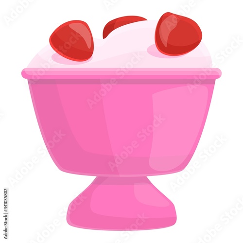 Strawberry ice cream icon. Cartoon of Strawberry ice cream vector icon for web design isolated on white background