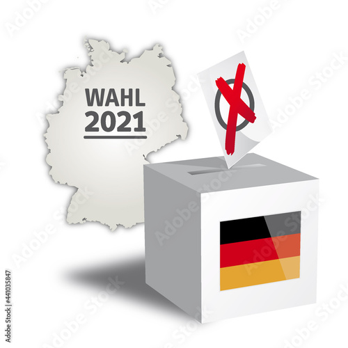 Banner Bundestagswahl 2021 - Wahlurne und Deutschlandkarte