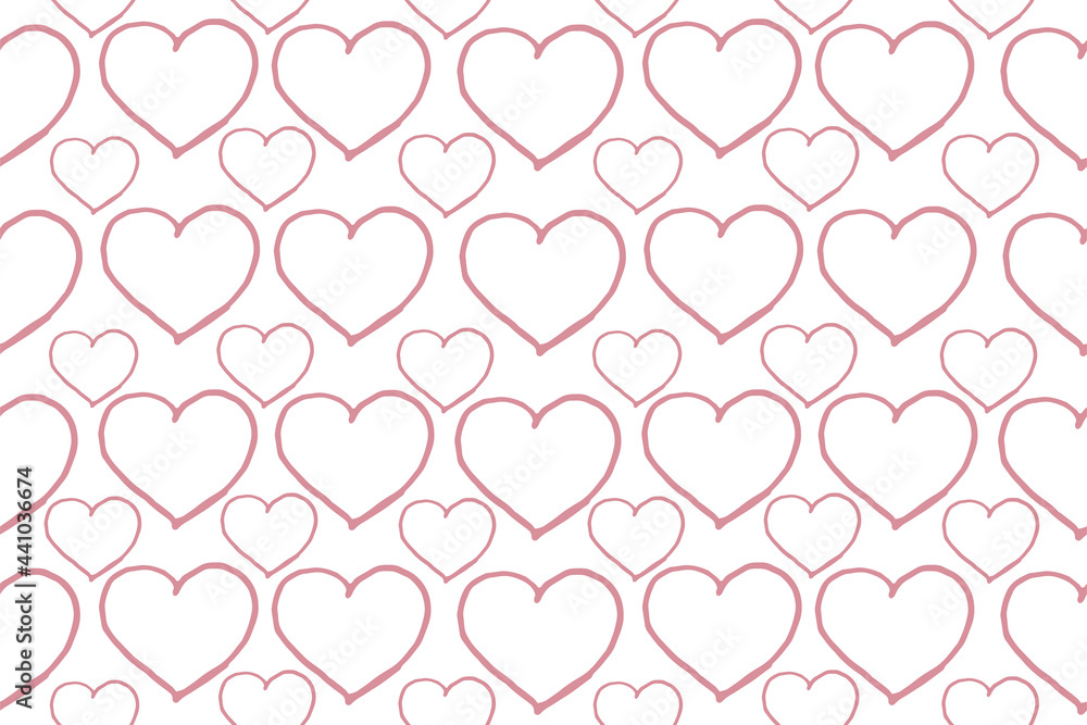 a seamless pattern of hearts isolated on a white background. An ornament for printing or for packaging. 