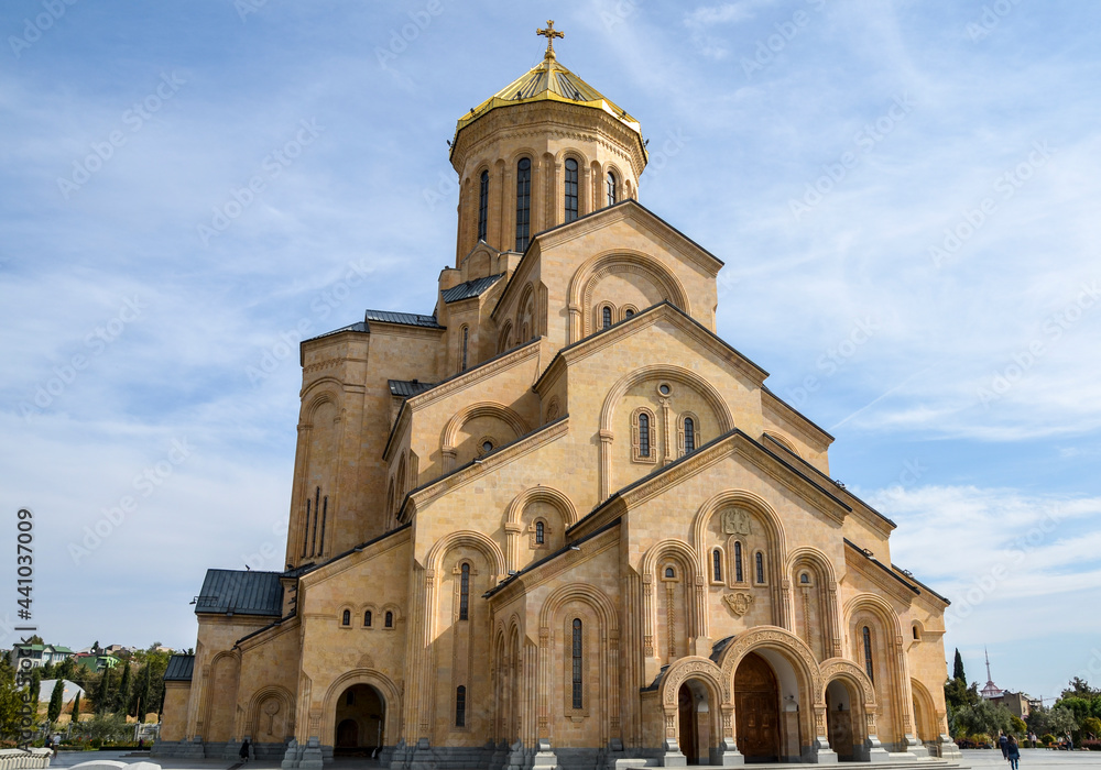 The Holy Trinity Cathedral of Tbilisi, also known as Sameba, is the main cathedral of the Georgian Orthodox Church. Tbilisi, Georgia.