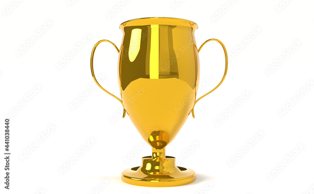 Fototapeta premium Champion gold cup on white background 3d rendering illustration