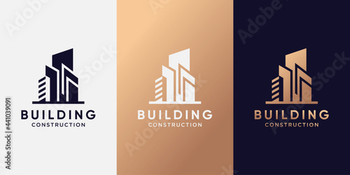 Building logo design with creative concept. Inspiration, illustration logo for building construction