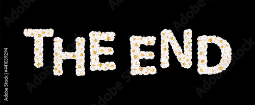 The end lettering consists of airy popcorn. Vector illustration