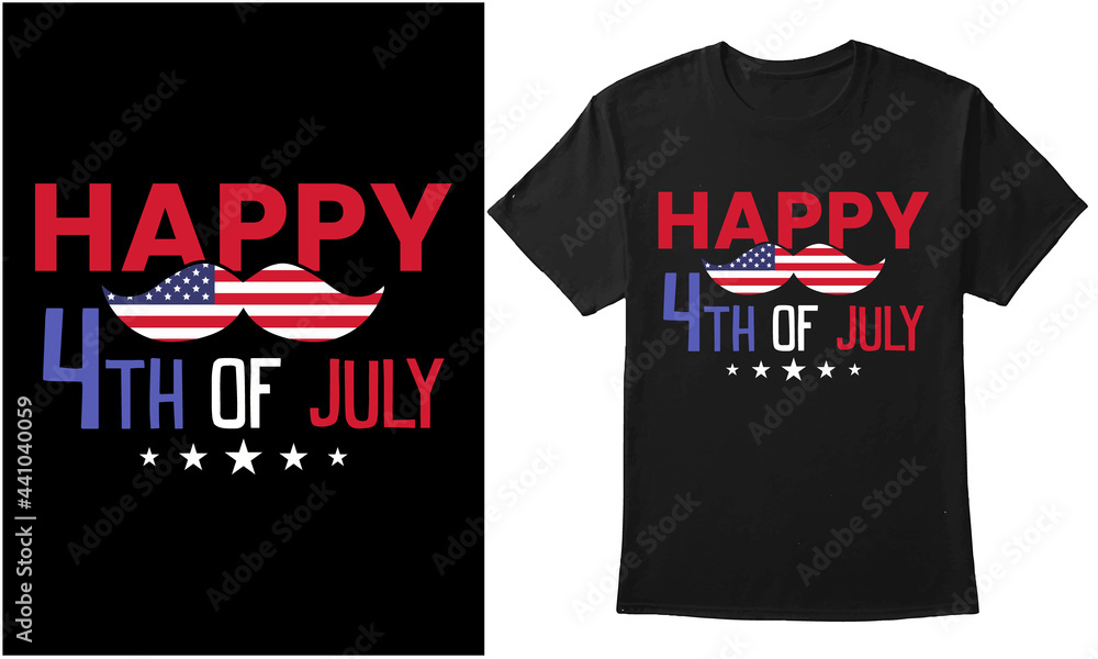 Fototapeta premium Happy 4th of July Quote with USA flag vector design for Banner, T-shirt, Poster, Mug, etc. Colorful typography design
