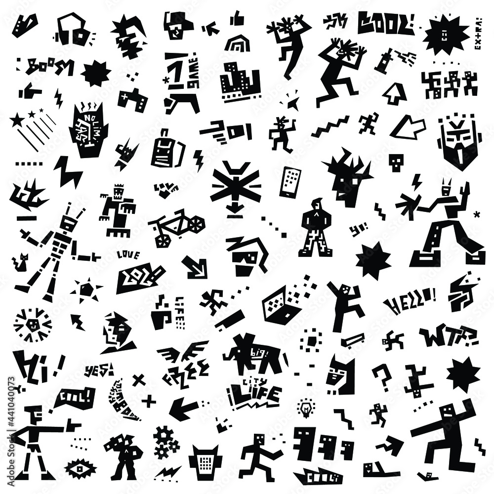 Naklejka premium city summer sign and symbol icon set