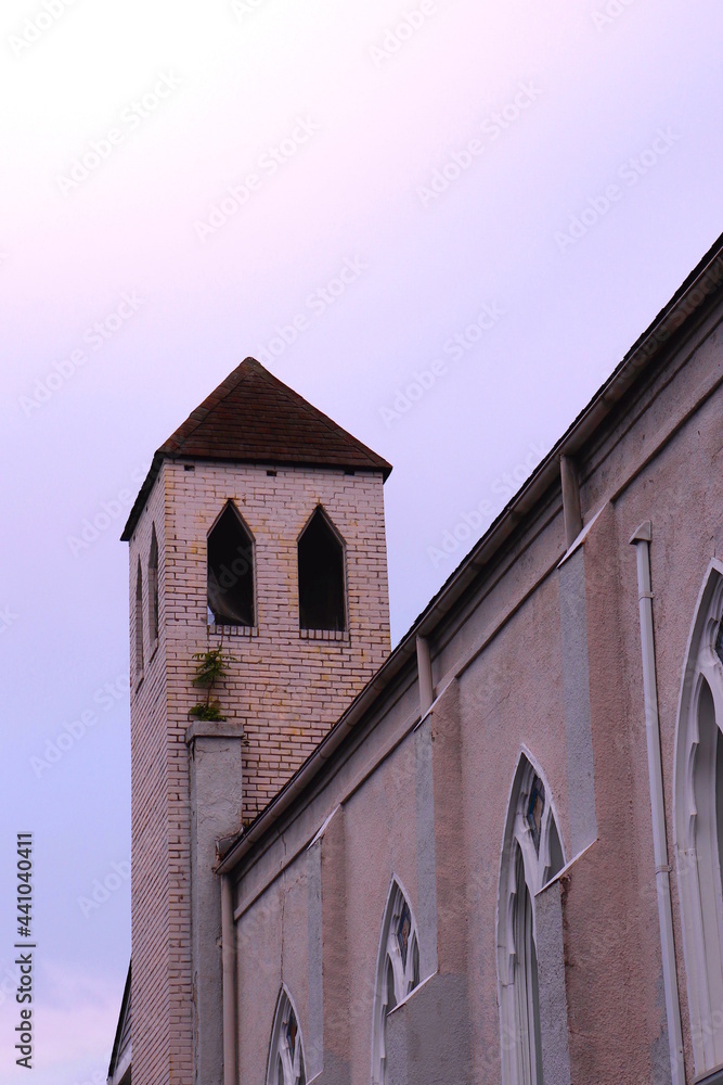 Church, Steeple, Stained Glass Windows
