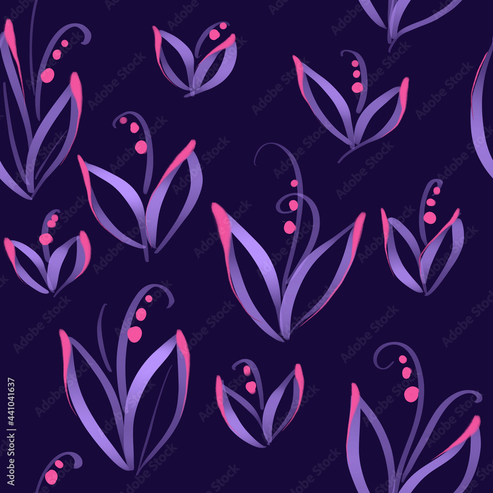 Elegant floral drawing seamless pattern with leaves Elegant floral drawing seamless pattern with leaves