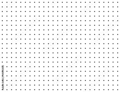 Grid seamless pattern. Subtle halftone patern. Repeated small hatch cross. Repeating tiny element. Abstract texture. Simple geometric background. Faded design. Rectangle black and white prints. Vector