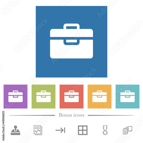 Toolbox flat white icons in square backgrounds