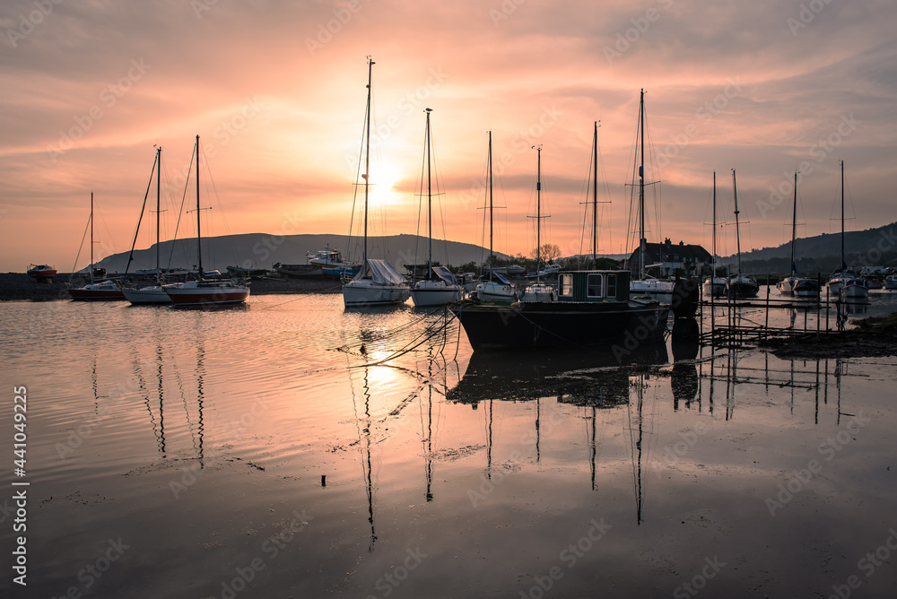 Yachts at sunrise, Porlock Weir