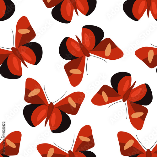 Seamless pattern with colorful butterflies. Vector illustration in a flat style. photo