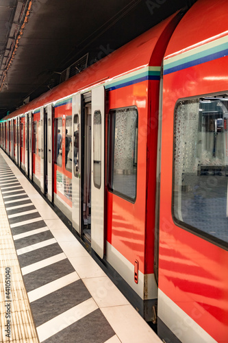 Metro train in the train station