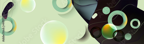 Summer Autumn Abstract background on pastel green light beige color futuristic elements banner with lines new shapes for brand text web or print design