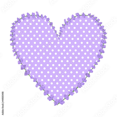 Provence heart lavender dots vector illustration. 