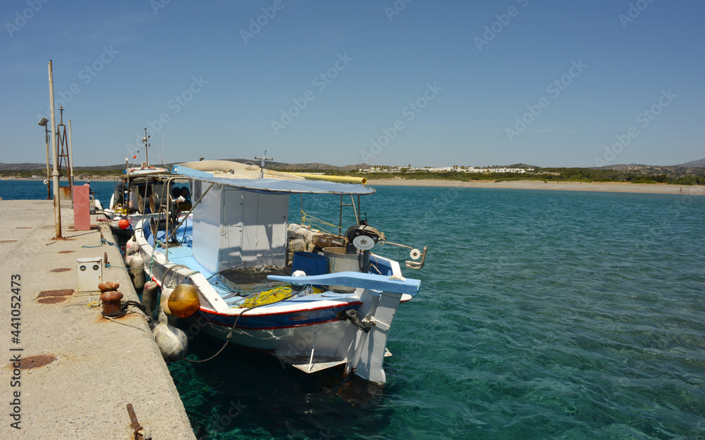 Plimmiri, Rhodes, Greece, small fishing boats at the marina harbor