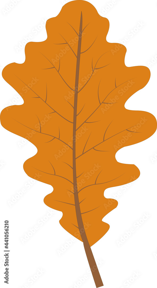 Obraz premium Cartoon orange oak leaf. Autumn colorful foliage decor