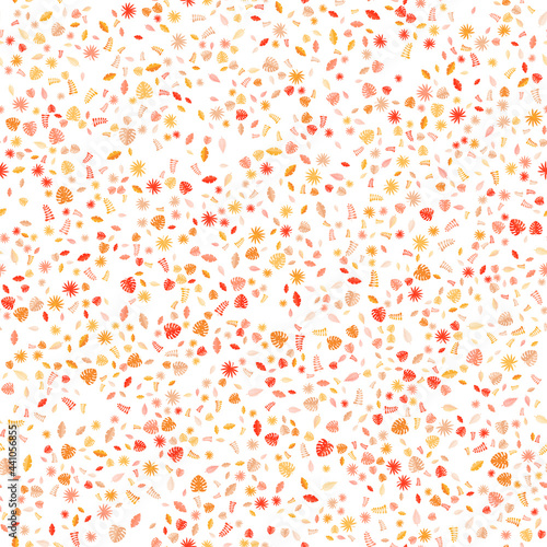 Summer tropical leaves isolated on white background. Seamless pattern. Vector...
