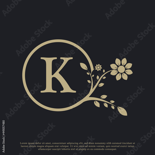 Circular Letter K Monogram Luxury Logo Template Flourishes. Suitable for Natural, Eco, Jewelry, Fashion, Personal or Corporate Branding.